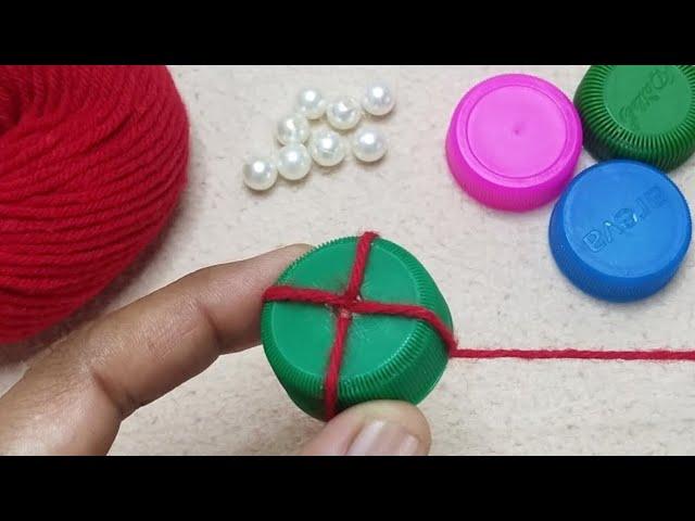 Amazing 3 Beautiful Woolen Yarn Flower making ideas with Bottle Cap | Easy Sewing Hack