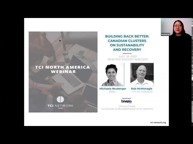 TCI North America Webinar Building back better: Canadian Clusters on Sustainability and Recovery