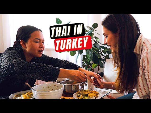 FIRST TIME TRYING THAI FOOD (in TURKEY) | Cultural Exchange Via Food with @TahJetiyamon