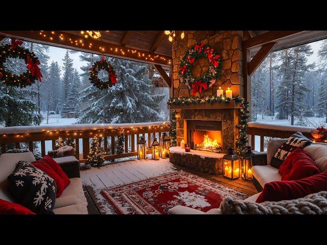  Christmas 2025 by the Balcony of Luxurious Apartment  Snowing Ambience with Christmas Jazz Music