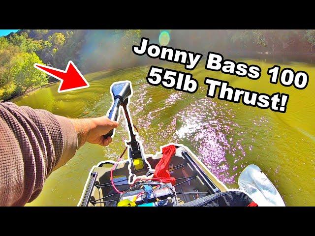 JONNY BOATS BASS 100 with a 55lb THRUST TROLLING MOTOR!! (Kayak Trolling Motor)