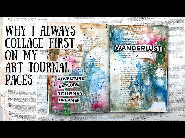 Why I always collage in my art journal before I paint  Shanouki  Art Journaling