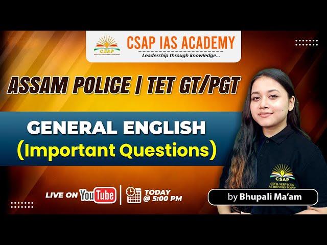 GENERAL ENGLISH | IMPORTANT QUESTIONS | CSAP IAS ACADEMY