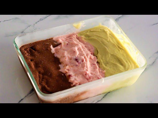 Only 3 ingredients! We don't buy ice cream anymore! Easy homemade ice cream in 3 flavours