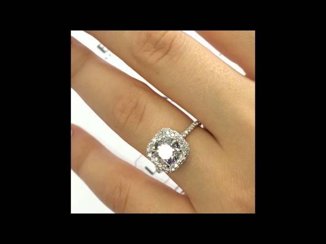 2 carat Round Diamond Engagement Ring in Cushion Halo