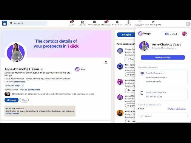 Kaspr : Présentation Rapide de l'Extension Gratuite de Récup d'Emails et Numéros de Téléphone B2B