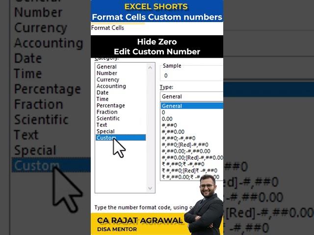 #excel 80 - How to hide or replace Zero with any character without loosing the value #shorts