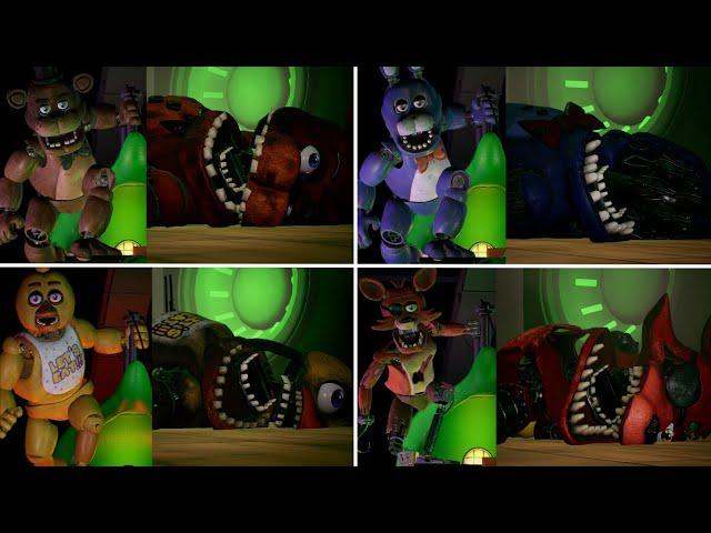 Original FNAF Bosses over Monty and destroyed - Five Nights at Freddy's: Security Breach