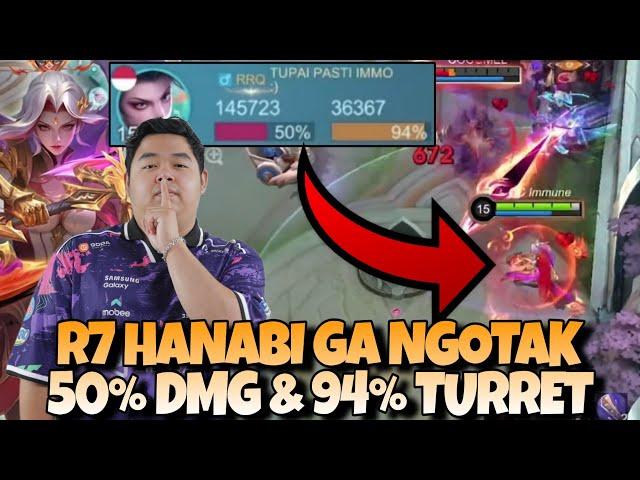 INI HERO DAMAGENYA APAAN SIH !! KAYA NGECHEAT !! HANABI 50% DAMAGE 94% TURRET !! #MLBB