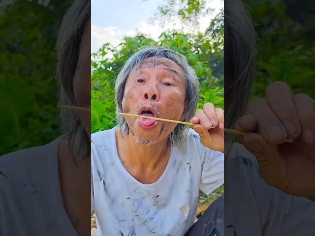 Kind Grandpa Eats Candy Skewers and the Funny Ending #shorts #asmr