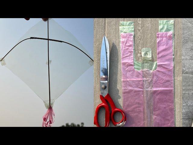 How To Make A Kite With Plastic Bag Shoper / Step By Step Making in Home 