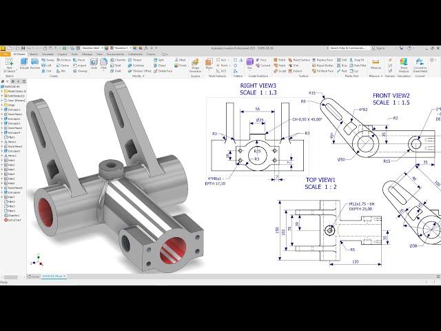 Autodesk inventor 2025 Tutorial Create 3d Model  Exercise 99