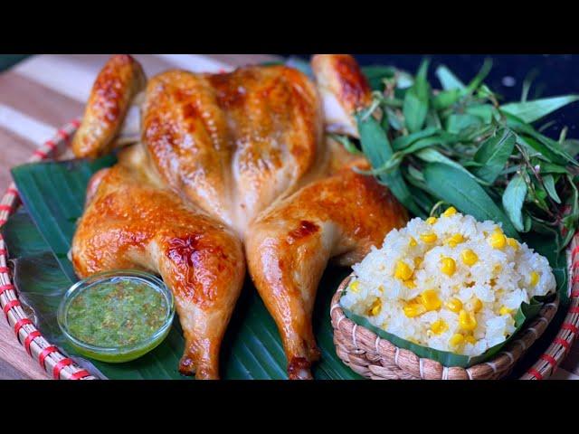 Gà Nướng & Xôi Bắp -Grilled Chicken & Sweet Corn Rice - Gà thật thơm ngon - Xôi Nấu NHANH - Mềm Dẻo