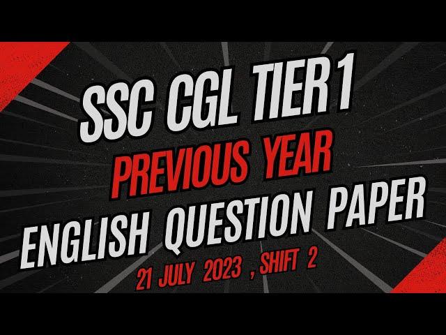 ssc cgl tier 1 english || previous year question paper  || SOLVED || FULL EXPLANATION || STRATEGY