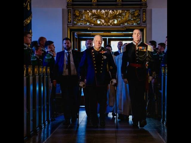 King Harald V of Norway attends church parade in Oslo Cathedral