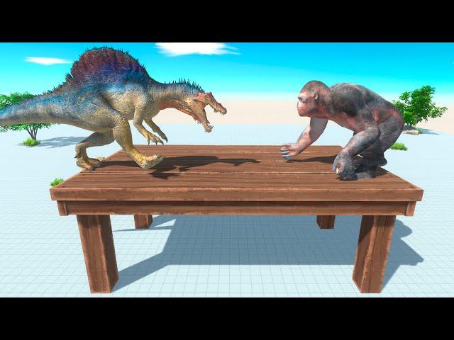 Table Battle Dinosaurs vs Primates & Ancient Humans - Animal Revolt Battle Simulator