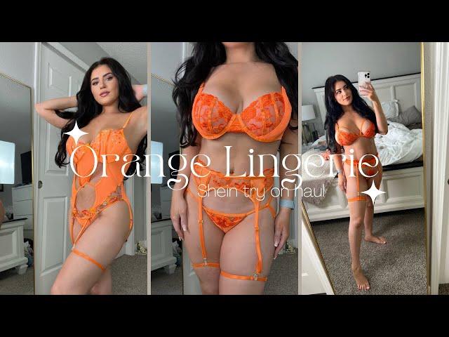 Shein All Orange Lingerie Try On (2023) | #tryon #sheinhaul