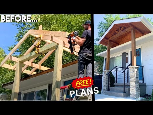 This DIY Project TRANSFORMED my Home's Curb Appeal (How to Build a Gable Porch Roof + Free Plans!)