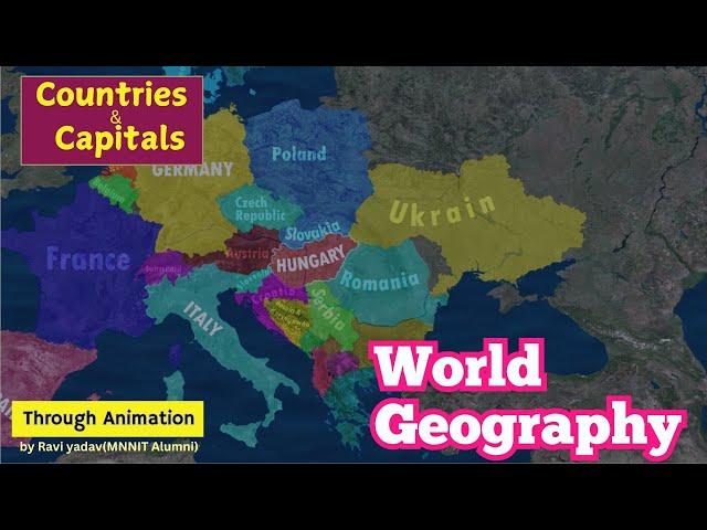 Europe Continent : Countries and Capitals part 2 | World Geography Animation by Ravi Yadav(MNNIT)