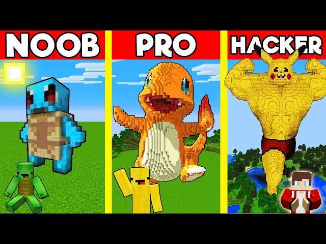 POKEMON Statue Build Battle In Minecraft - NOOB VS PRO CHALLENGE - Maizen Mizen Mazien Parody