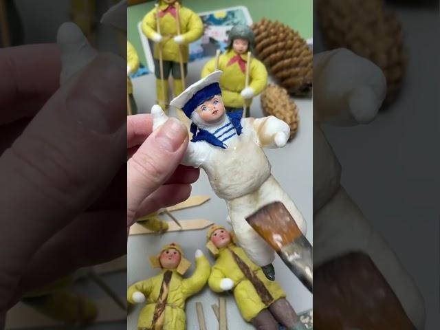 Морячки из ваты для ретро-коллекции «Елка Победы». Стилизация под елочные игрушки СССР