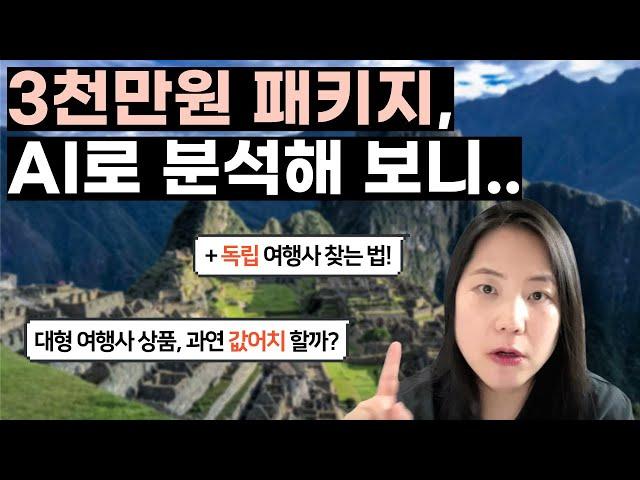 초고가 패키지 여행, 값어치 할까? AI로 여행상품 분석하는 법 + 자유여행 일정짜는 법 공개! + 독립 여행사 찾는 법