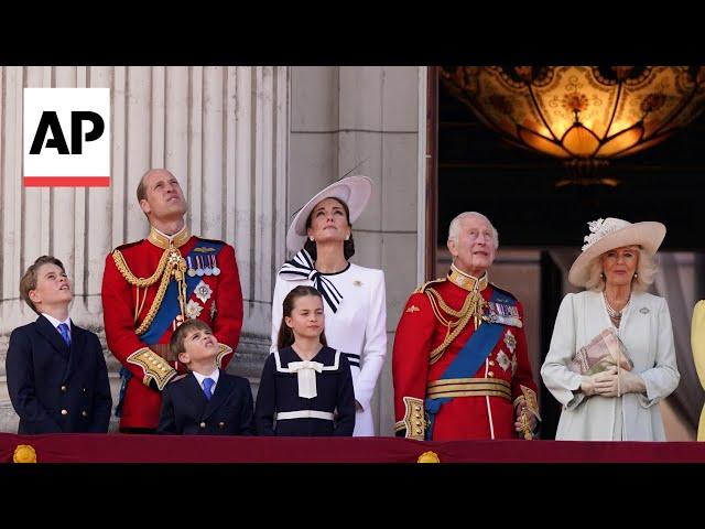 Royal family, including Princess Kate, watch fly-past from Buckingham Palace