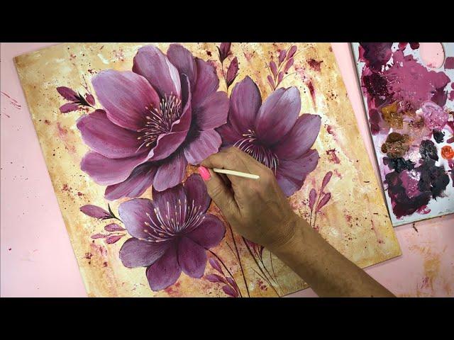 All the Secrets / Paint flowers Step by step / Acrylic painting technique