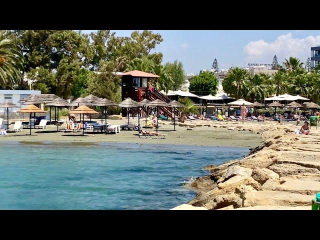 Walking from Dasoudi Beach and Park to Miami Beach and Crowne Plaza Hotel, Limassol, Cyprus