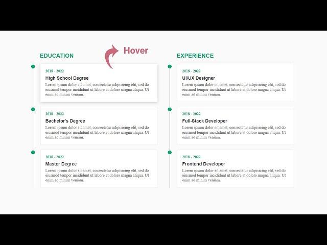 Responsive Portfolio Resume Section Using HTML & CSS | Education and Experience Timeline