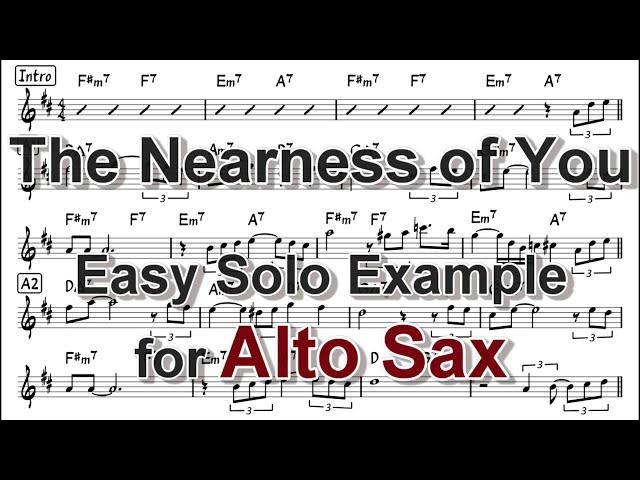 The Nearness of You - Easy Solo Example for Alto Sax