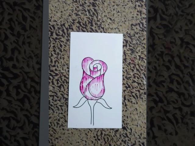 Drawing a rose with pen only #artrubel #rosedrawing