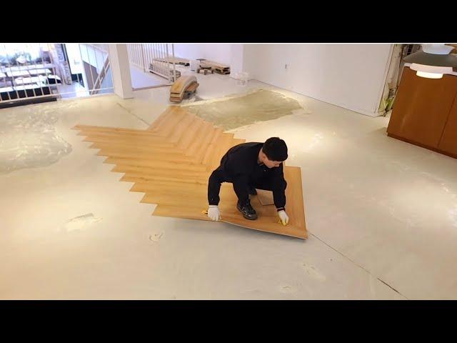 demolish a terrible floor and convert it to Herringbone construction