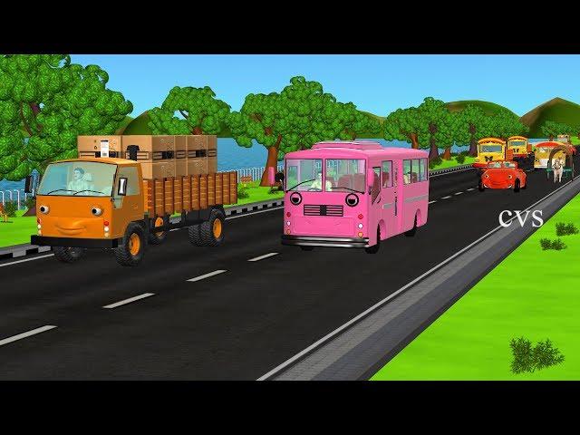 The Wheels on the Bus go round and round ( Vehicles ) -3D Animation Nursery Rhymes for Children