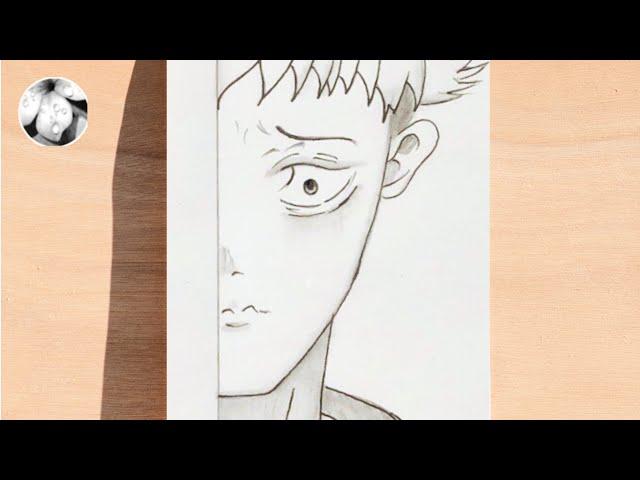 How to draw anime Easy/ Easy Anime Half face drawing/ Anime character drawing / Easy pencil drawing