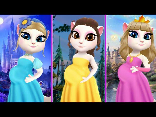 Pregnant Princesses Disney | Cinderella | Belle | Avrora || My Talking Angela 2