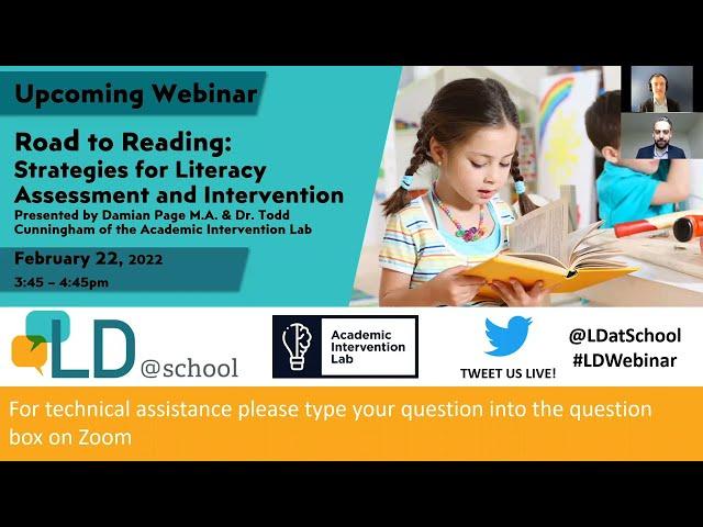 Webinar Recording - The Road to Reading: Strategies for Literacy Assessment and Intervention