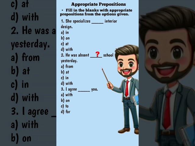 Preposition//Prepositions in English Grammar//Gap Filling Quiz. #viralshort
