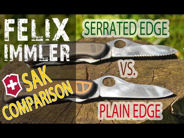 Plain vs Serrated - Which Blade is better/ more versatile? Victorinox Forester vs Soldier's Knife 08