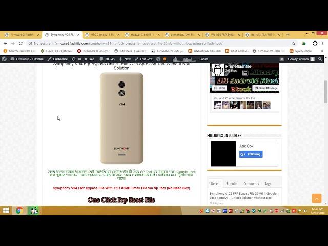 Symphony V94 FRP Reset Done File 30MB Only Without Box Using By Sp Flash Tool 100% Tested File