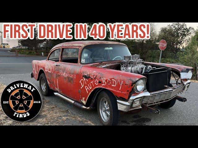 FIRST DRIVE IN OVER 40 YEARS: Supercharged 1956 Chevy driving finally! Part 4!