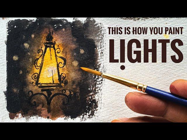 How to paint Lights like a Pro? ~ EASY Watercolor Tutorial for Beginners