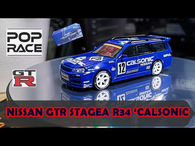 UNBOXING & REVIEW POPRACE NISSAN GTR STAGEA R34 CALSONIC