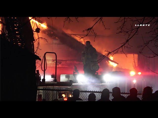 Mineola:  4-Alarm Fire Destroys Commercial Block #fireservice #firevideo #suffolkcountyny