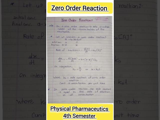 Zero order Reaction #chemicalkinetics #shorts #physicalpharmaceutics #4thsememster #viral #trending