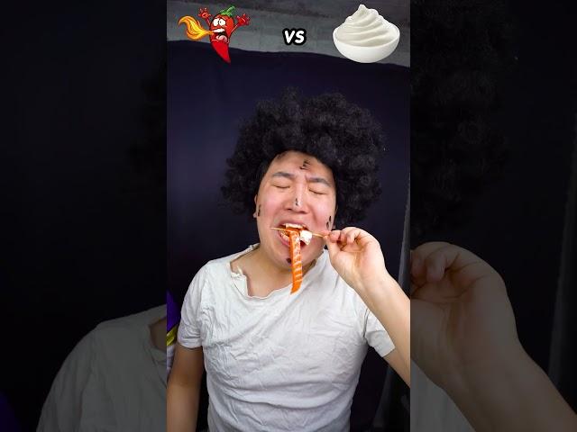 Spicy Sauce vs mayonnaise sauce Emoji food Challenge | Salmon Noodles Mukbang Funny Video #shorts