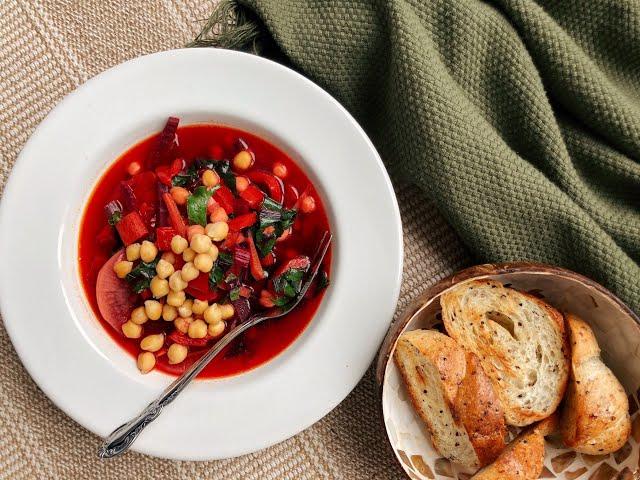 甜菜根鹰嘴豆蔬菜汤 beet-chickpea soup