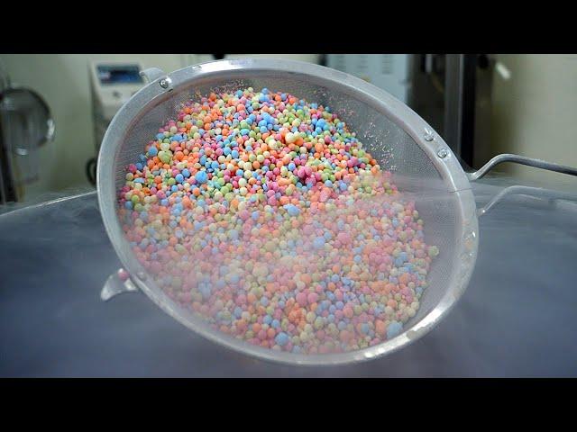 Amazing bead ice cream frozen at minus 196 degrees Celsius / Korean food factory