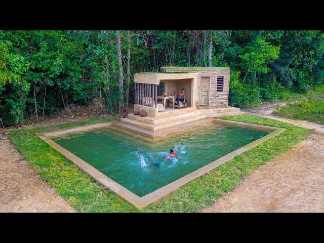 Jungle Survival Build The Most Beautiful Bamboo Villa With Around Swimming Pool By Ancient Skills