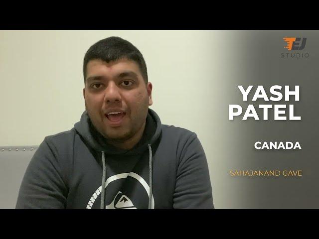 Testimonial Video By Yash Patel From Canada - Tej Studio